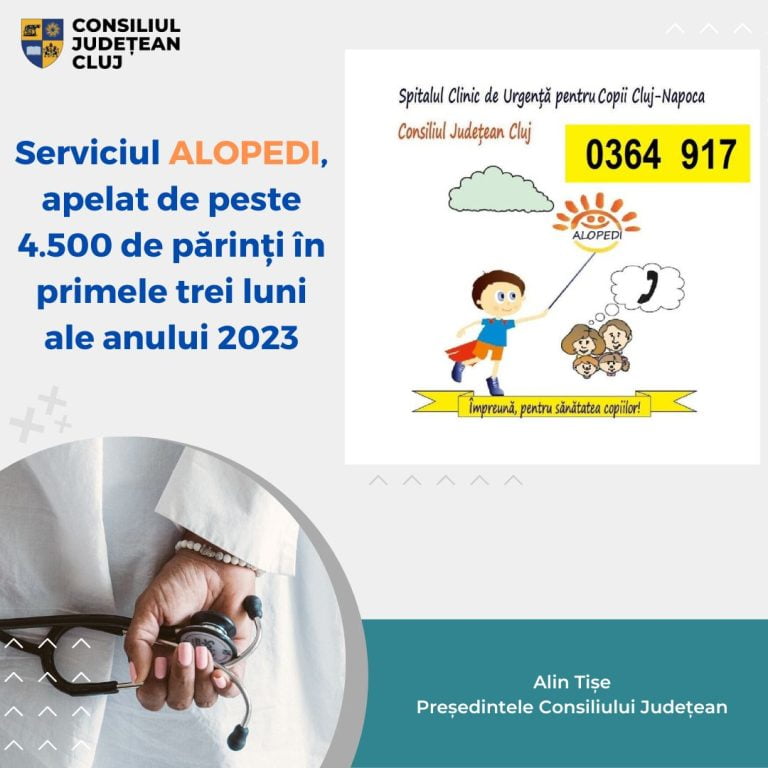 Peste 4.500 de părinți au apelat serviciul gratuit de telemedicină ALOPEDI, lansat la Cluj, în primele trei luni ale acestui an