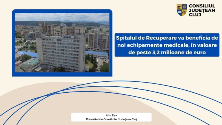 Spitalul de Recuperare Cluj-Napoca va beneficia de noi echipamente medicale, în valoare de peste 3,2 milioane de euro