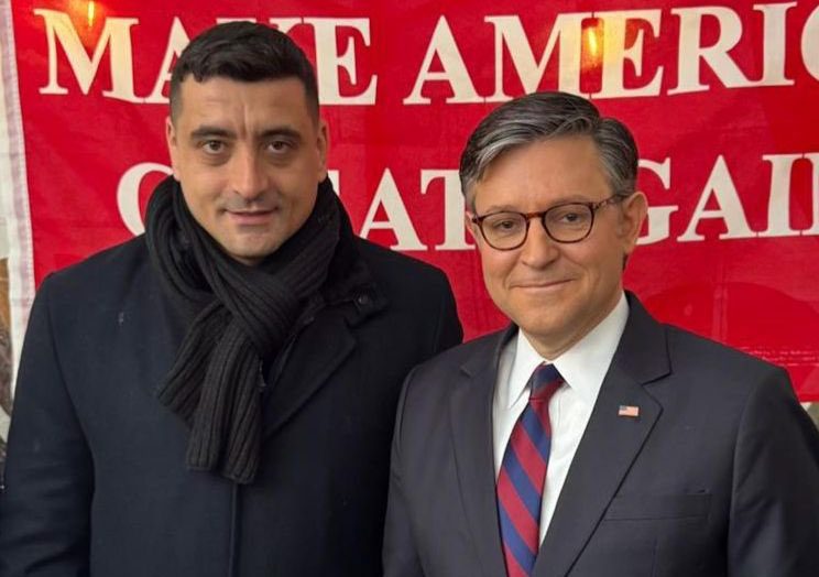 FOTO | George Simion s-a întâlnit cu Mike Johnson, purtătorul de cuvânt al Camerei Reprezentanților SUA