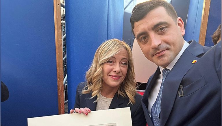 George Simion și Giorgia Meloni, împreună la învestirea lui Donald Trump