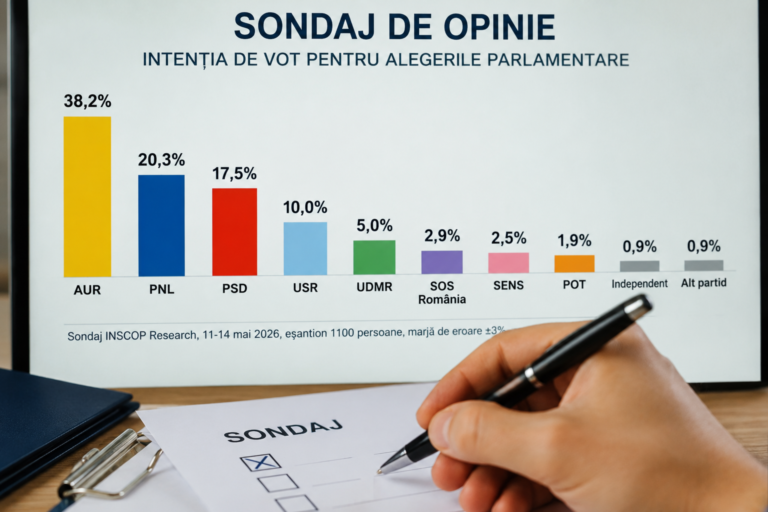 Sondaj INSCOP: PNL depășește PSD pentru prima dată în ultimii șase ani. AUR rămâne lider detașat